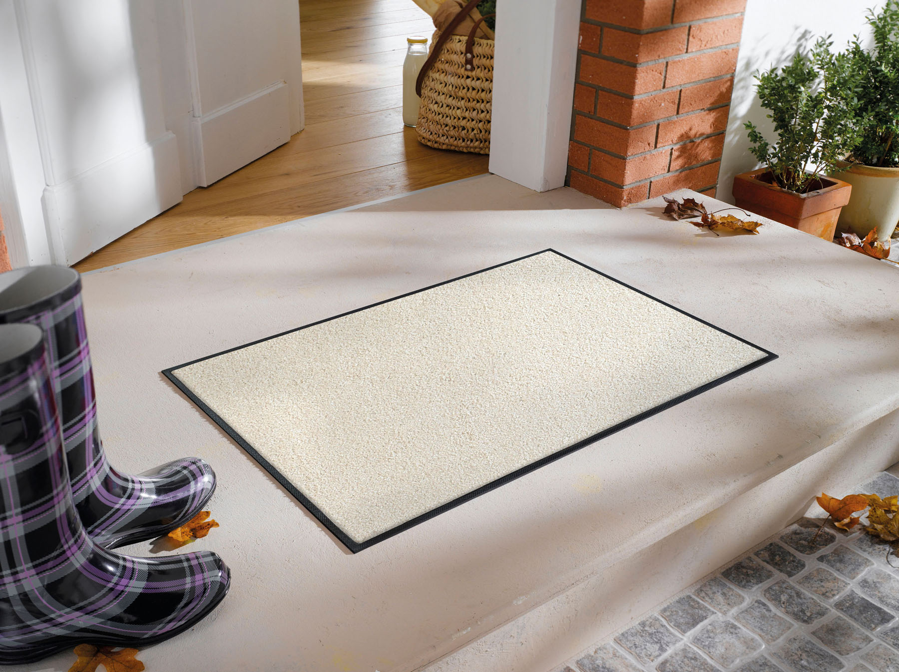 Wash+dry Fußmatte Champagner – 35x75 Cm, Waschbar, Beige, Für Innen & Außen, Rutschfest