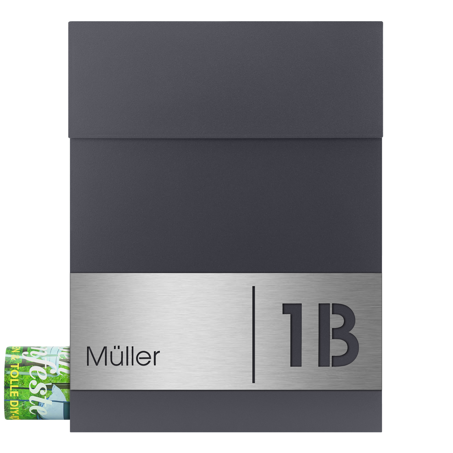 MOCAVI Box 500 plus eine Edelstahl Hausnummer V4A Briefkasten anthrazit RAL 7016