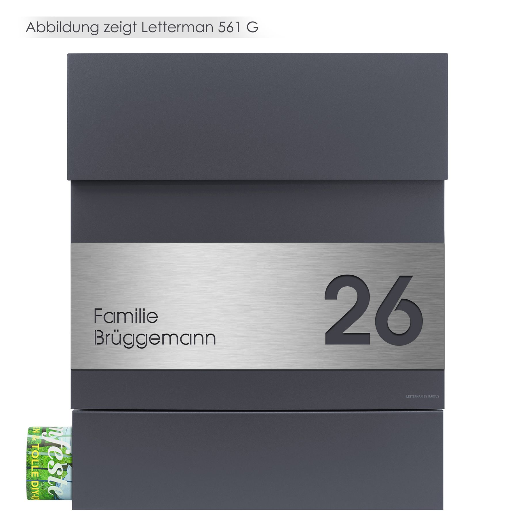 MOCAVI Stick 435 Briefkastenschild mit Hausnummer und Namen Edelstahl V4A graviert, groß