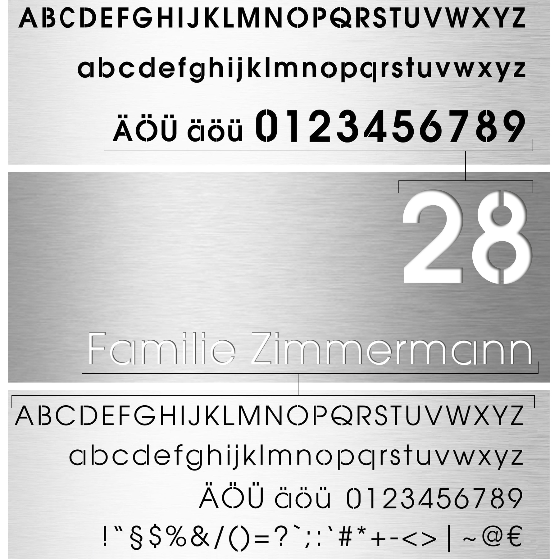 MOCAVI Stick 220 Edelstahl-Namensschild V4A graviert für Tür oder